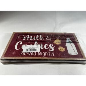 Christmas Decor Wooden Signs Set of 2 Cookies Milk Served Nighty Eat Drink Merry